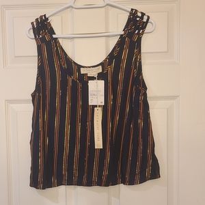 5 / $50 - Navy Brown & Gold Striped Tank - Saltwater Luxe